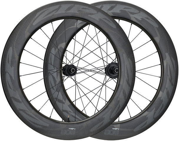 808 NSW Carbon Clincher Tubeless Disc Centre Lock Wheelset - matte black-gloss black/28" set (front 9x100 + rear 10x135)