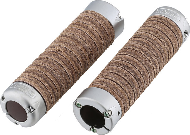 Brooks Plump Leather Grips Lenkergriffe Modell 2023 - brown/130 mm