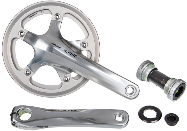 Shimano Alfine Kurbelgarnitur FC-S501 mit doppeltem Kettenschutzring - silber/170,0 mm 42 Zähne