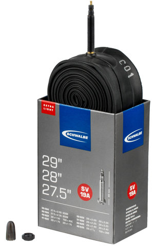 Schwalbe Cámara de aire 19A Extralight für 27,5" / 28" / 29" - negro/28 x 1,5-2,35 SV