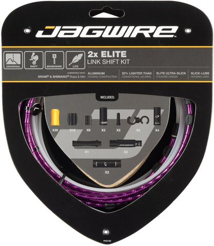 Jagwire Set de cables de cambios 2X Elite Link - limited purple/universal