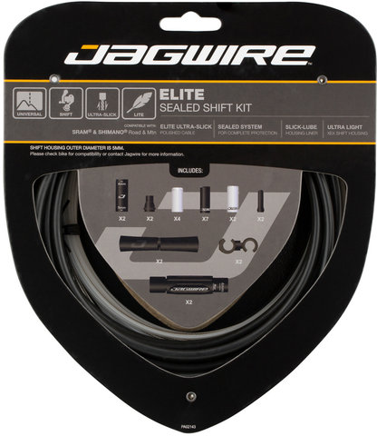 Jagwire Set de cables de cambio 2X Elite Sealed - stealth black/universal