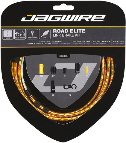 Jagwire Road Elite Link Bremszugset - gold/universal