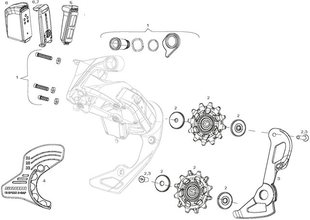 SRAM Pieza de repuesto Red / sistema de cambios Force eTap AXS - 1/Red AXS