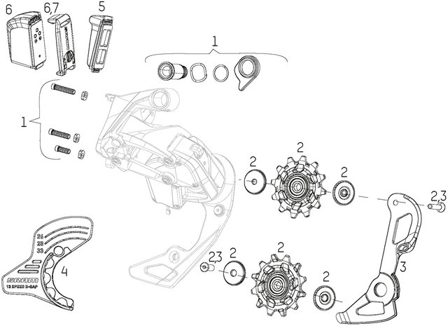 SRAM Pieza de repuesto Red / sistema de cambios Force eTap AXS - 6/negro