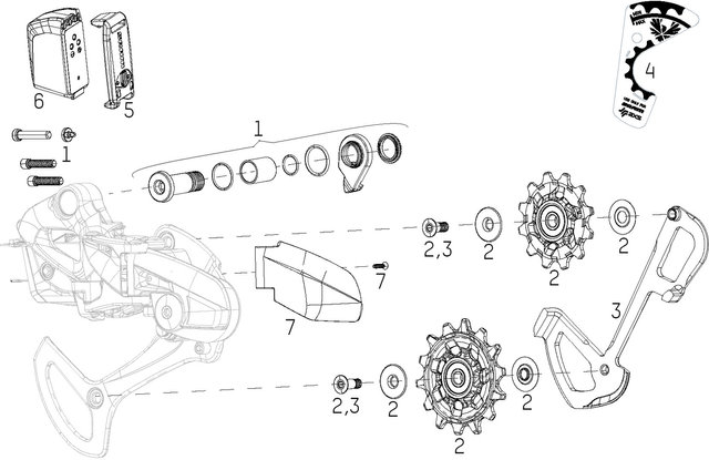 SRAM Ersatzteile XX1 / X01 Eagle AXS Schaltwerk - 2/schwarz