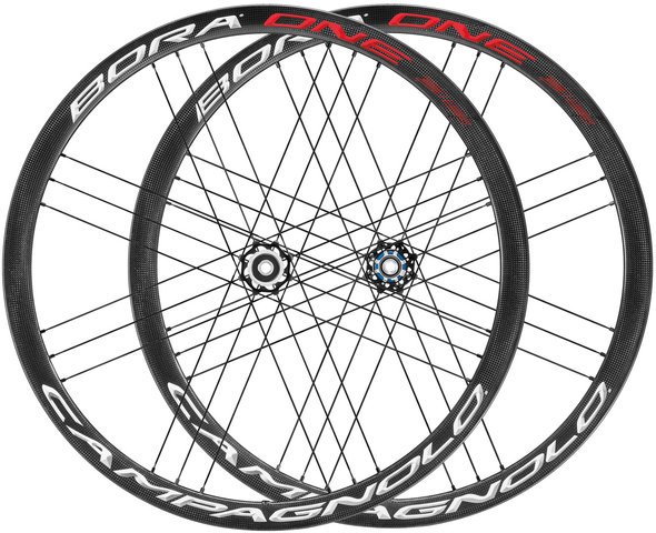 Bora One 35 DB Bright Label Disc Center Lock Wheelset - Model 2018 - carbon-white-red/28" set (front 12x100 + rear 12x142) Shimano