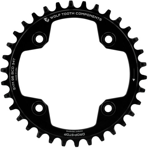 Wolf Tooth Components Plateau Symmetrical 96 BCD pour Shimano Compact Triple - black/34 dents