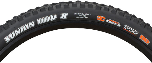 Maxxis Pneu Souple Minion DHR II 3C MaxxTerra DD WT TR 27,5" +E13 Tire Plasma - noir/27,5x2,4