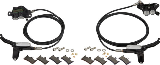 Hope Tech 4 V4 v+h Set Scheibenbremse mit Kunststoffleitung - black-silver/Set/links/rechts (seitenspezifisch)