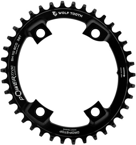 Wolf Tooth Components Elliptical 110 BCD Asymmetric 4-Arm Kettenblatt für Shimano - black/38 Zähne