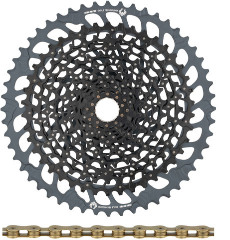 SRAM Kit d'Usure Cassette GX Eagle XG-1275 + Chaîne Eagle 12vit. - black - XX1 gold/10-52