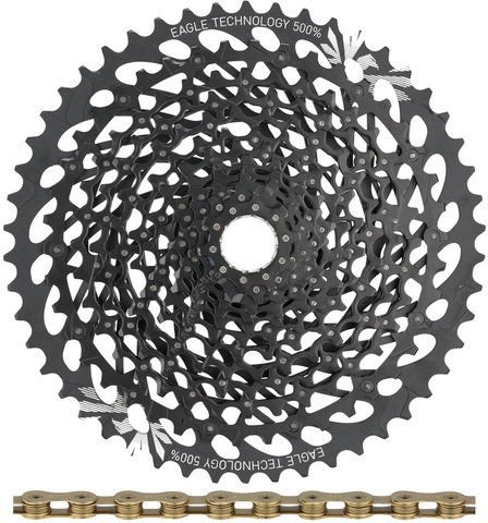 SRAM GX Eagle XG-1275 Kassette + Eagle Kette 12-fach Verschleißset - black - XX1 gold/10-50