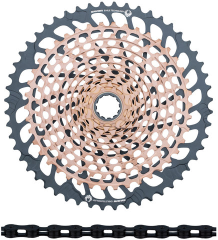 SRAM Set desgaste cassette XX1 Eagle XG-1299 + cadena PC XX1 Eagle 12 vel. - copper - XX1 black/10-52