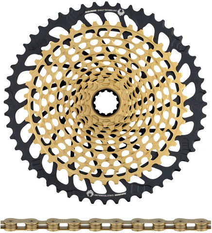 SRAM XX1 Eagle XG-1299 Cassette + PC XX1 Eagle Chain 12-speed Wear Kit - gold - XX1 gold/10-52