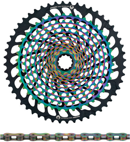 SRAM XX1 Eagle XG-1299 Cassette + PC XX1 Eagle Chain 12-speed Wear Kit - rainbow - XX1 rainbow/10-52