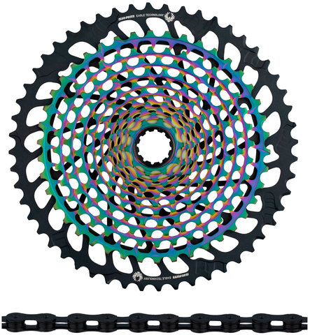 SRAM XX1 Eagle XG-1299 Cassette + PC XX1 Eagle Chain 12-speed Wear Kit - rainbow - XX1 black/10-52