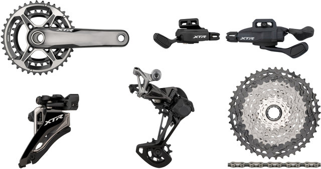 Shimano XTR M9100 XC 2x12 28-38 Groupset - grey/side-swing, mid clamp/175.0 mm/I-Spec EV/10-45