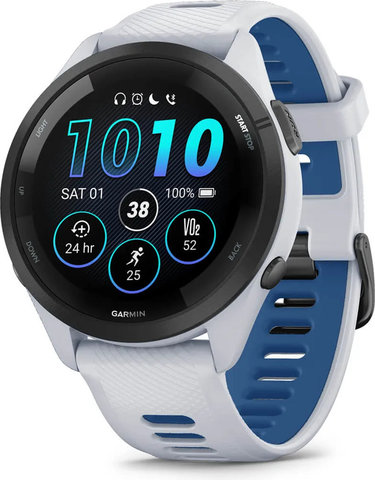 Garmin Forerunner 265 Smartwatch mit Schnellwechsel-Silikon-Armband 22 mm - weiß-schwarz