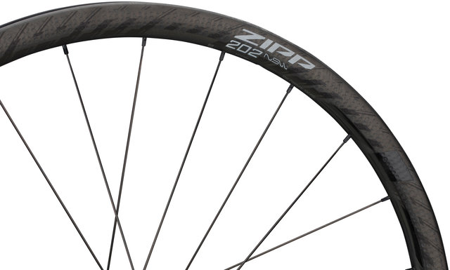 Zipp Juego de ruedas 202 NSW Carbon Tubeless Disc Center Lock - matte black-gloss black/Juego 28" (RD 12x100 + RT 12x142) SRAM XDR