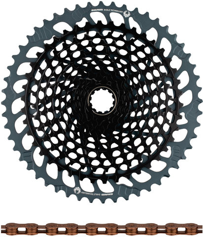 SRAM X01 Eagle XG-1295 Kassette + Eagle Kette 12-fach Verschleißset - black - XX1 copper/10-52