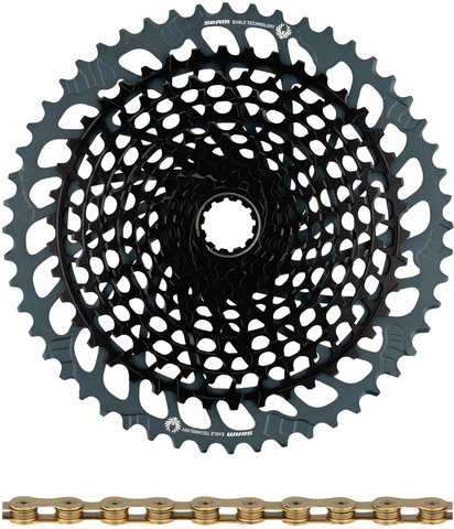 SRAM Kit d'Usure Cassette X01 Eagle XG-1295 + Chaîne Eagle 12vit. - black - XX1 gold/10-52