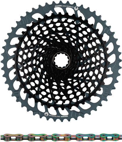 SRAM X01 Eagle XG-1295 Cassette + Eagle Chain 12-speed Wear Kit - black - XX1 rainbow/10-52