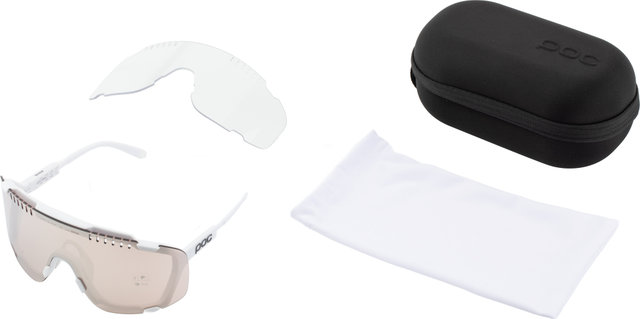 POC Devour Sportbrille mit Ersatzglas - hydrogen white | clarity trail-partly sunny silver
