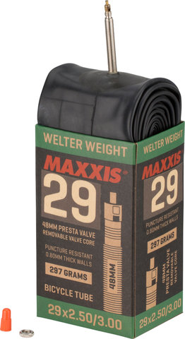 Maxxis Welterweight 29+ Schlauch - schwarz/SV/64-622 bis 75-622/29 x 2,5-3,0 SV 48 mm/48 mm