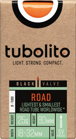 tubolito Tubo-S-Road-700C cámara de aire 28" modelo 2025 - black/18/32-622 SV 80 mm/Válvula Presta (SV)/18-622 hasta 32-622/80 