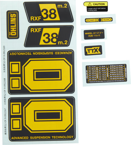 ÖHLINS RXF38 m.2 sticker set - yellow