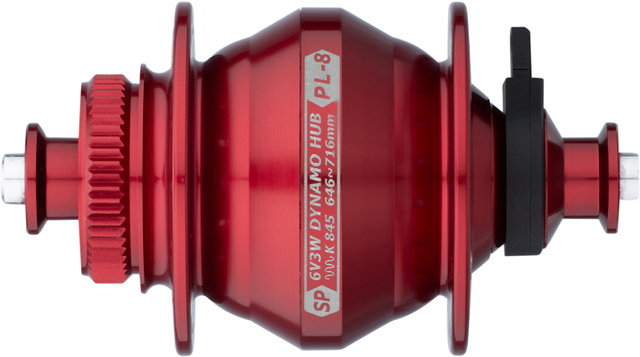Dinamo de buje PL-8 Disc Center Lock - rojo/32 agujeros