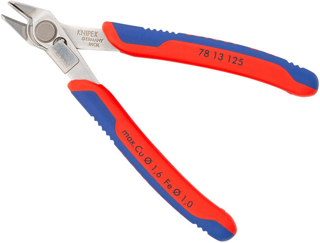 Electronic Super Knips® Zange mit Drahtklemme - rot-blau/125 mm