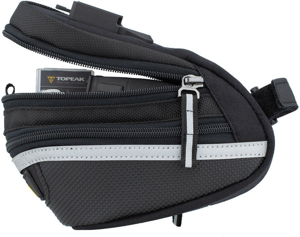 Topeak Bolsa de sillín con set de herramientas Survival Tool Wedge Pack II - negro/1,25 litros