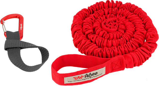 TowWhee Set de cuerda de remolque con Quick Loop con mosquetón - red-black/universal