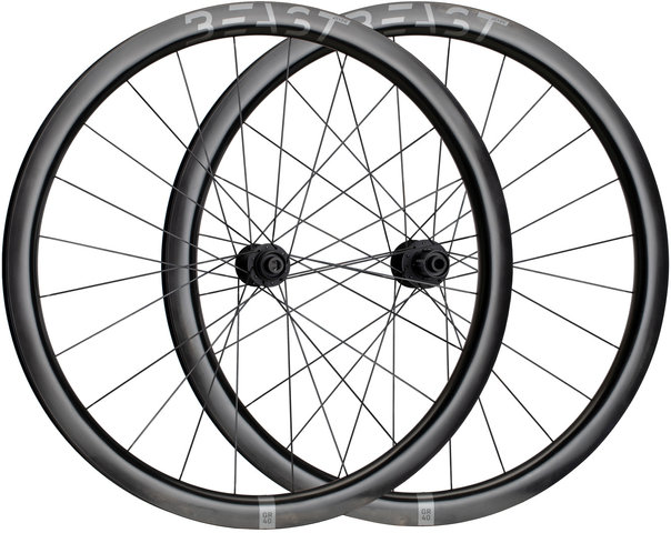 BEAST Components Set de Roues en Carbone GR40 Disc Center Lock 28" - carbone UD-noir/Set de 28" (avant 12x100 + arrière 12x142) Shimano