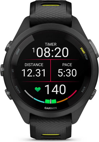 Garmin Forerunner 265S Smartwatch mit Schnellwechsel-Silikon-Armband 18 mm - schwarz