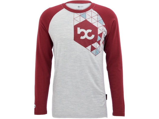 Merino L/S Bike Shirt - silver-grey melange-wine red/M