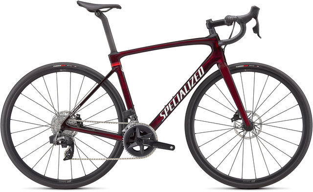 Roubaix Comp SRAM Rival eTap AXS Disc Carbon Road Bike - gloss red tint carbon-metallic white silver/54 cm