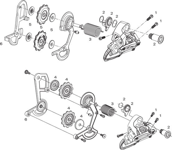 SRAM X0 3x9 Rear Derailleur Spare Parts (2006-2013) - 2/silver, 06-07