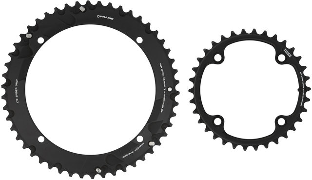 Praxis Works X-Rings Road Chainring Set, 4-arm, 160/104 mm Bolt Circle - black/34-50 tooth