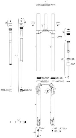 RockShox Pièces Détachées BoXXer Select/Ultimate (C2 / 2020-2021) - U1/universal