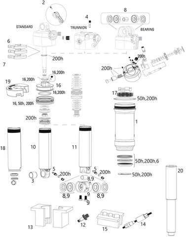 RockShox Piezas de repuesto Deluxe (A1-B2 / 2017-2020) - 50 h/universal