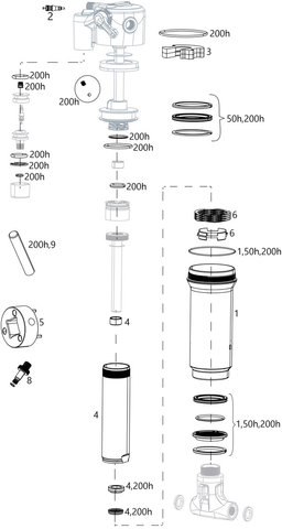 RockShox Ersatzteile Deluxe Trek RE:aktiv Thru Shaft (A1 / 2018-2019) - 50 h/universal