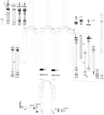 RockShox Ersatzteile Lyrik (A1-A2 / 2010-2016) - U1/universal