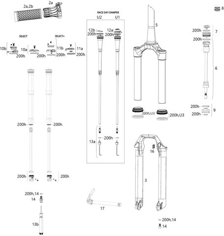 RockShox SID 35 mm Select/Select+/Ultimate Spare Parts (C1 / 2021) - U3/universal