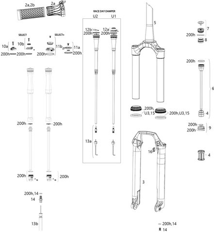 RockShox Piezas de repuesto SID SL 32 mm Select/Select+/Ultimate (C1 / 2021) - U3/universal