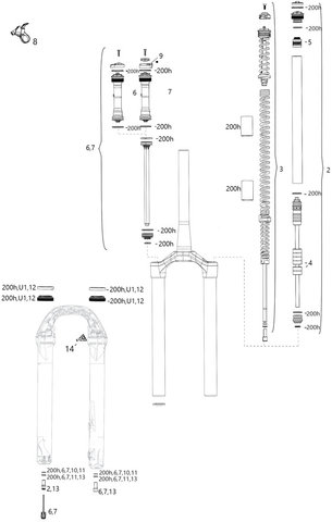 RockShox Piezas de repuesto 35 Silver R/TK (A1 / 2021) - U1/universal