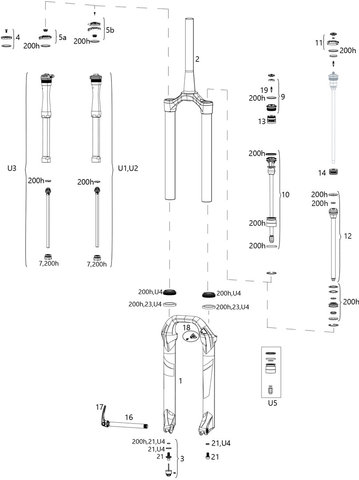 RockShox Lyrik Select/Select+/Ultimate Spare Parts (C2-C3 / 2020-2021) - U4/universal