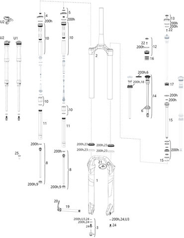 RockShox Pièces Détachées Pike Boost 15 x 110 mm (A2 / 2017) - U3/universal